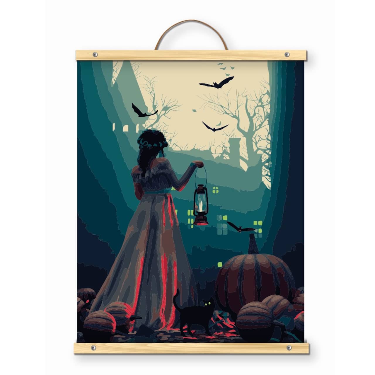 16" x 20" Woman with Lantern Paint-by-Number Kit with Wood Display Hanger by Artist's Loft®